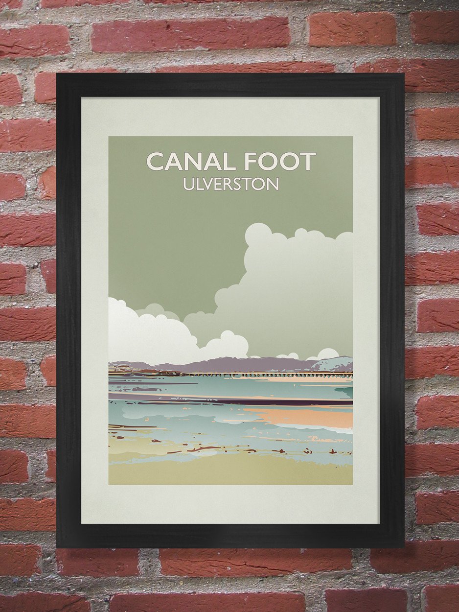 Canal Foot - Ulverston Poster Print. Looking out to the Morecambe Bay and the Leven Estuary
